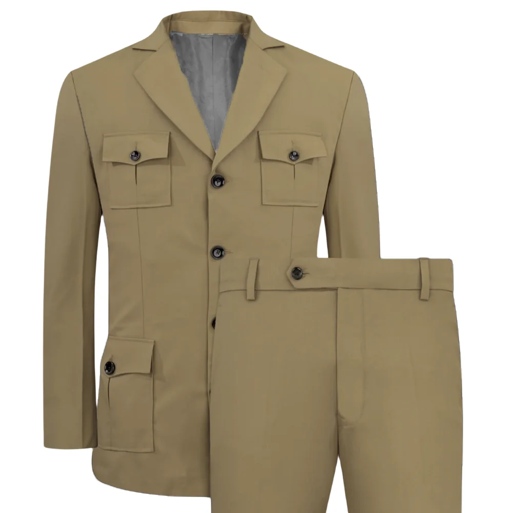 Men's Suits Jakcet Casual Khak - огляд і ціна Khaki Formal Wear Men
