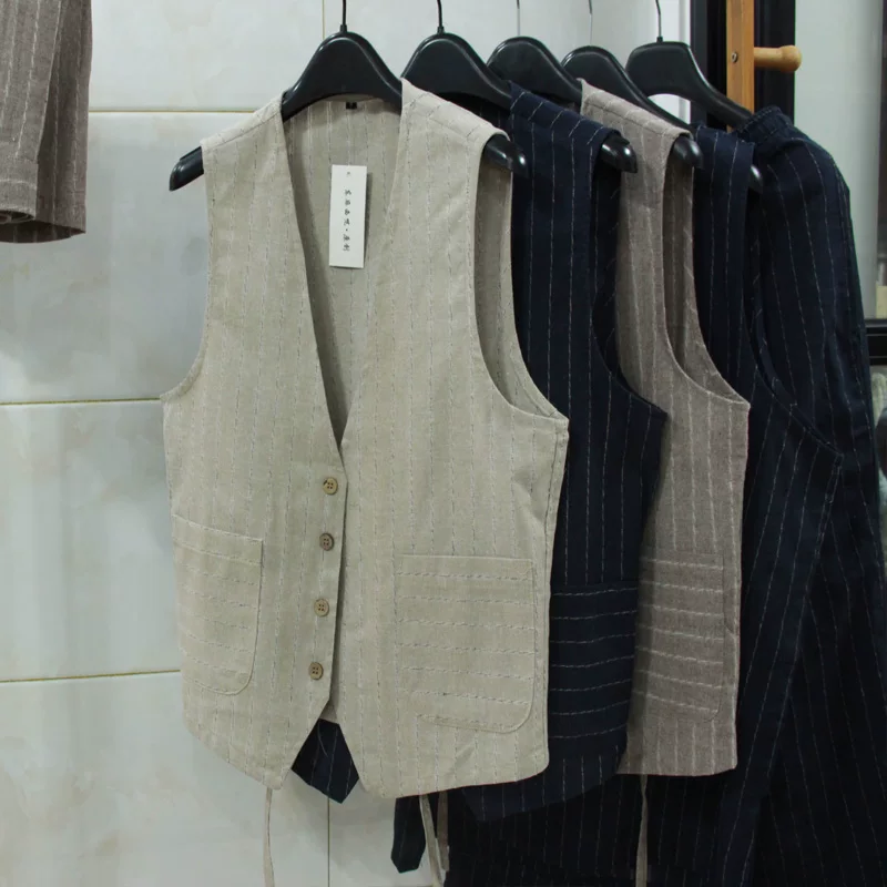 British Casual Linen Vest for  - огляд і ціна Men Formal Wear In Summer