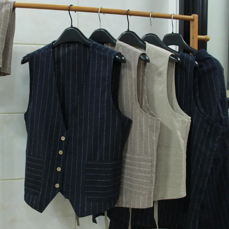 British Casual Linen Vest for  - огляд і ціна Men Formal Wear In Summer
