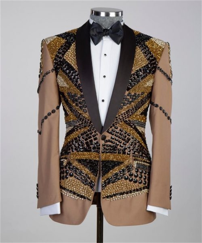 Crystals Khaki Men Suit Set 2  - огляд і ціна Khaki Formal Wear Men