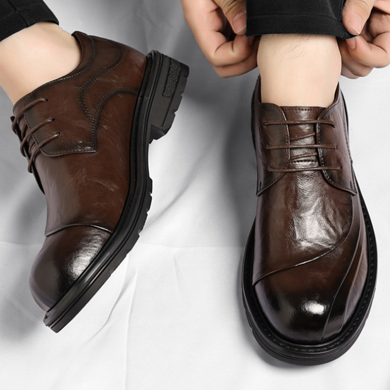 Brown Burnished Genuine Leathe - огляд і ціна Men Formal Wear Wedding