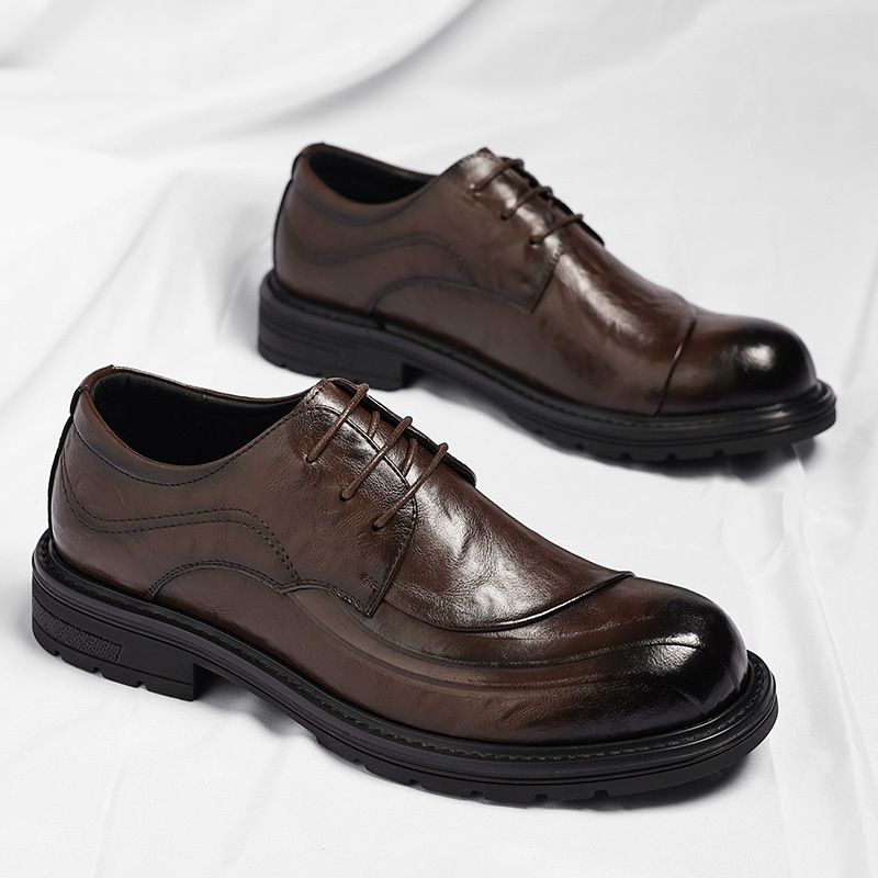 Brown Burnished Genuine Leathe - огляд і ціна Men Formal Wear Wedding
