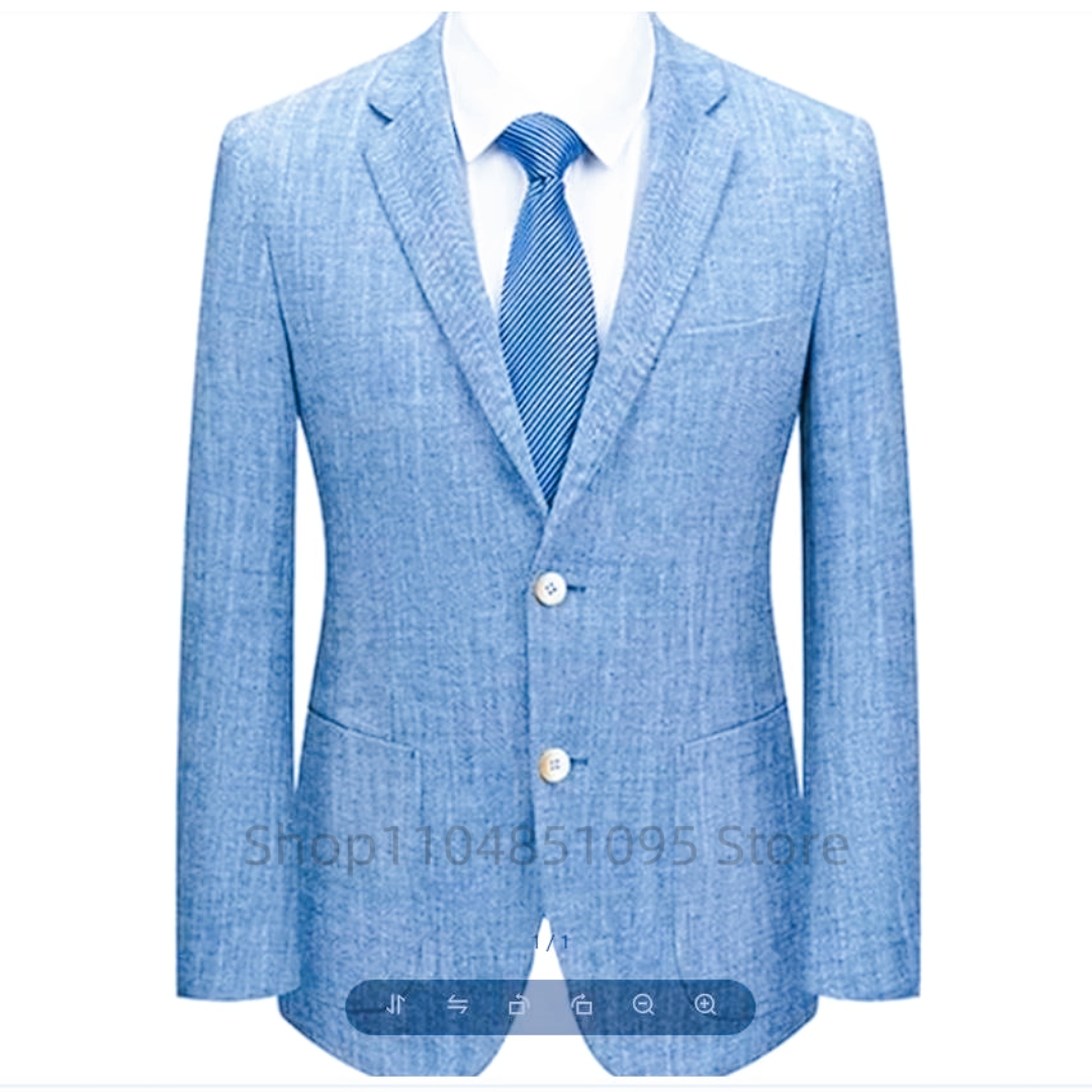 Men's Slim Fit Linen Suit Blaz - огляд і ціна Men Formal Wear In Summer