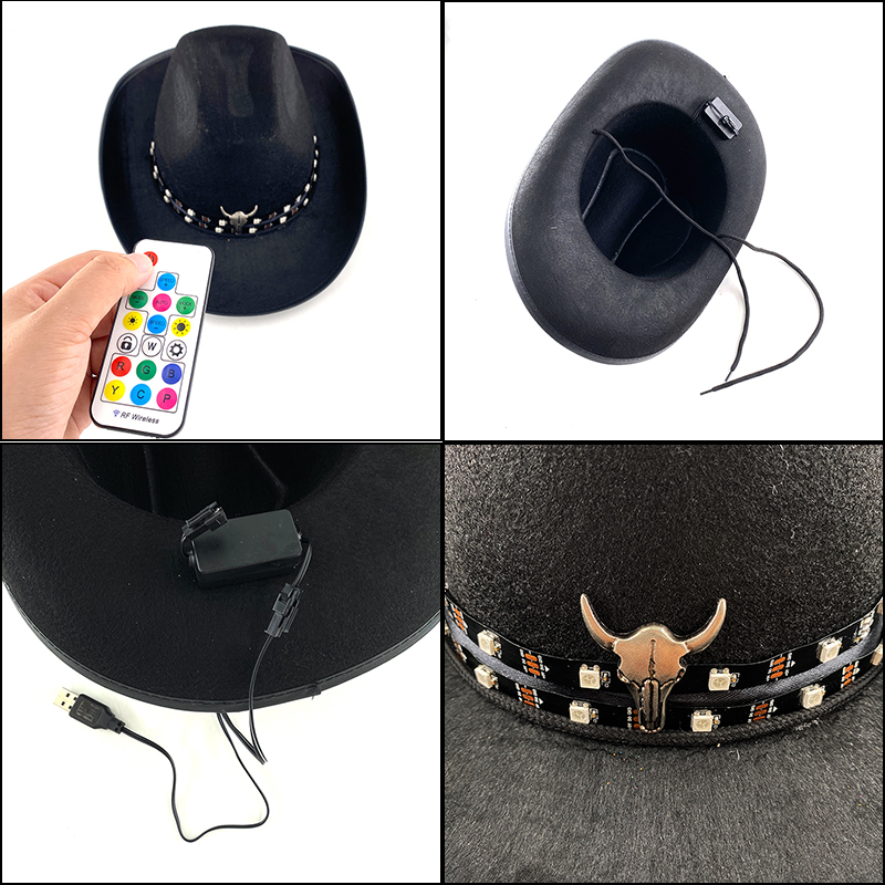 Remote Control LED Cowboy Hat  - огляд і ціна Men'S Formal Wear For Graduation
