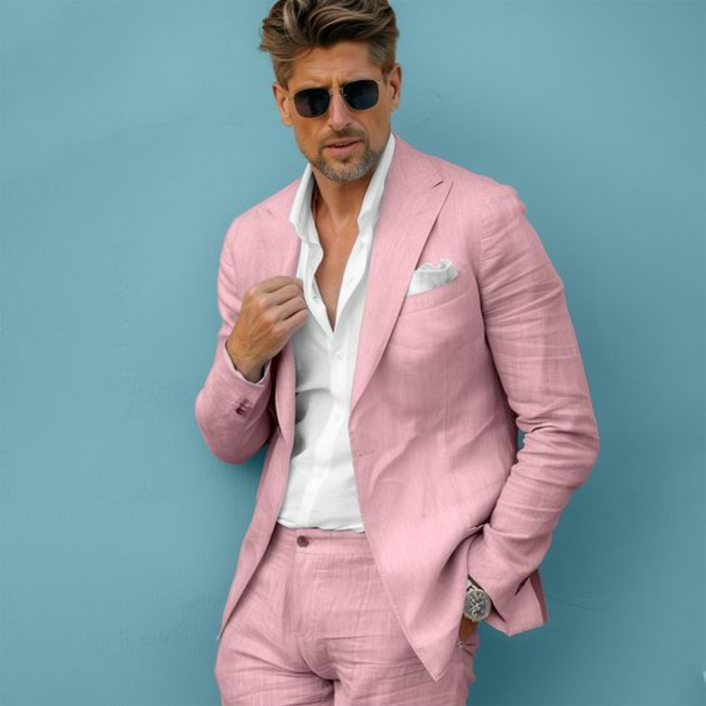 Linen Wedding Men Suits Slim F - огляд і ціна Men Formal Wear In Summer