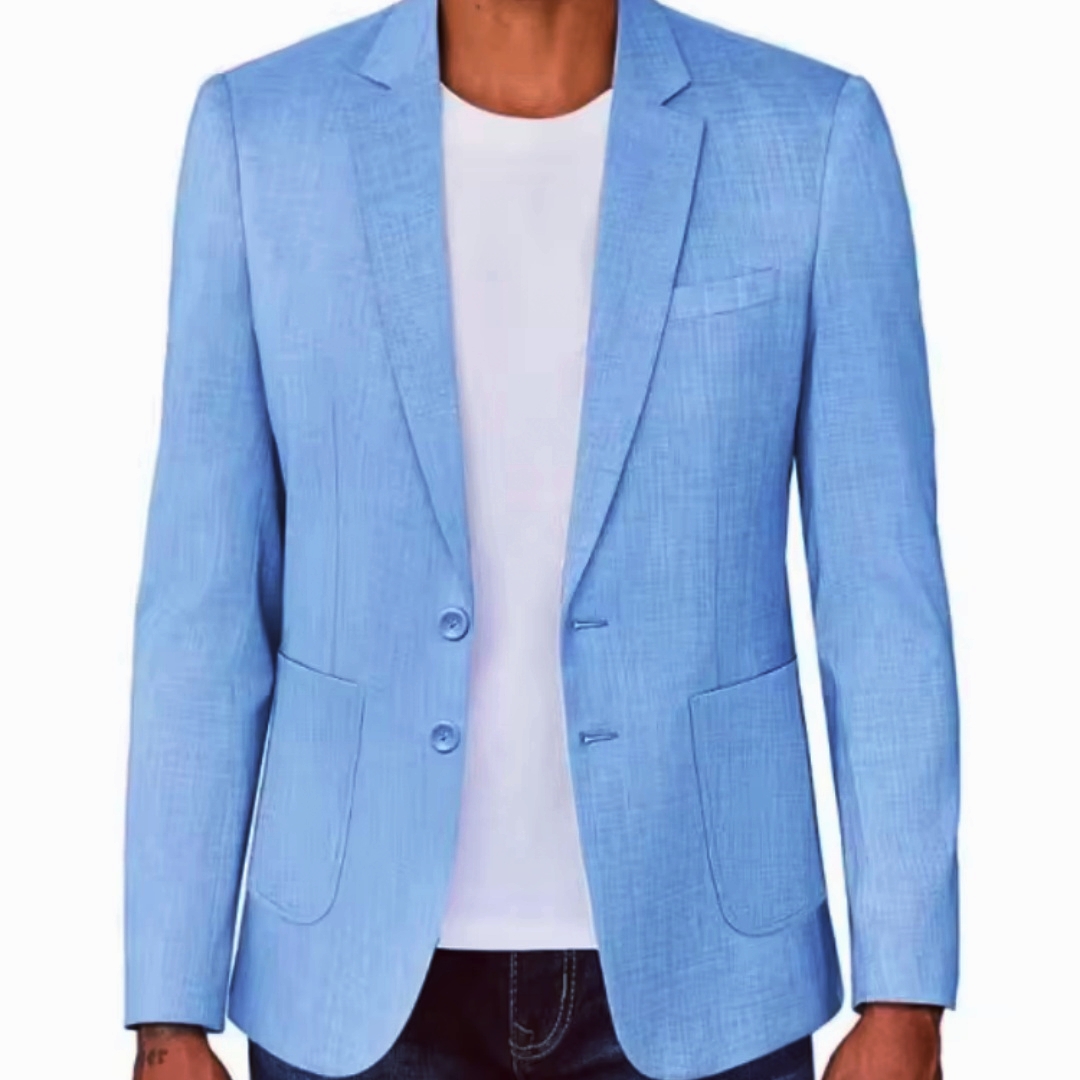 Slim Fit Men's Beige/Blue Line - огляд і ціна Men Formal Wear In Summer