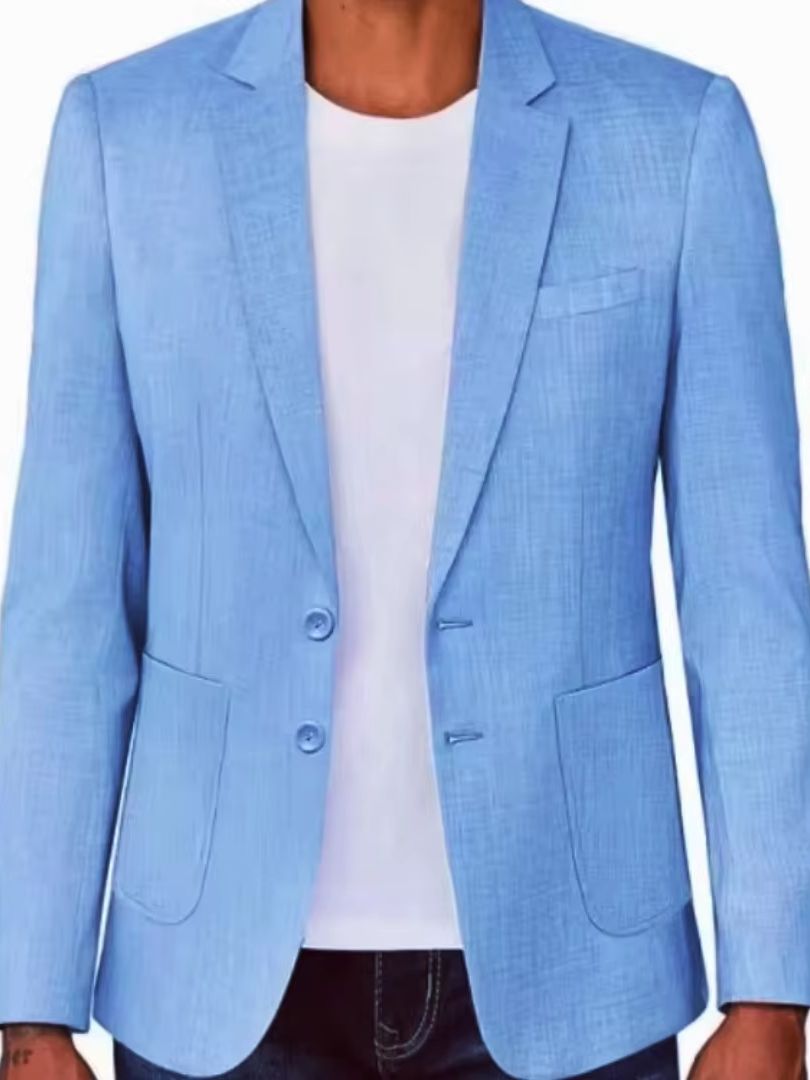 Slim Fit Men's Beige/Blue Line - огляд і ціна Men Formal Wear In Summer