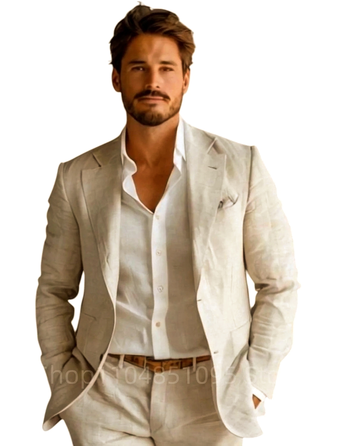 Blue Slim Fit Men's Linen Blaz - огляд і ціна Men Formal Wear In Summer
