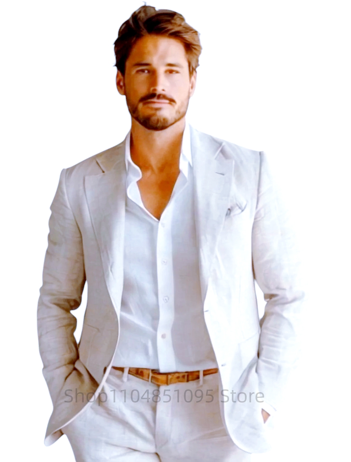 Blue Slim Fit Men's Linen Blaz - огляд і ціна Men Formal Wear In Summer