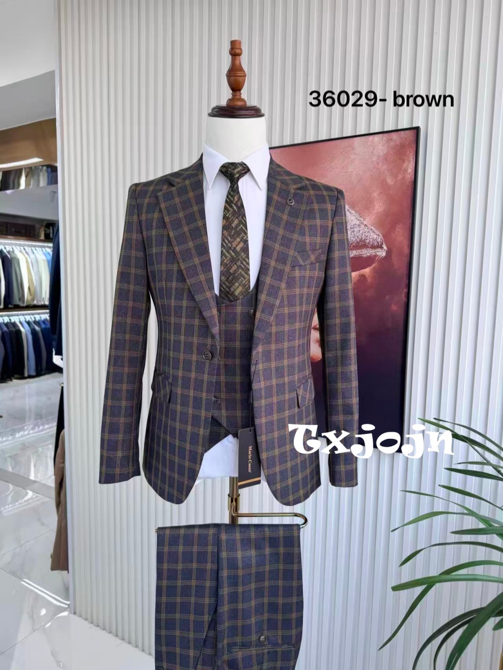 Plaid Men's Handsome Suit Set  - огляд і ціна Men Formal Wear Sale